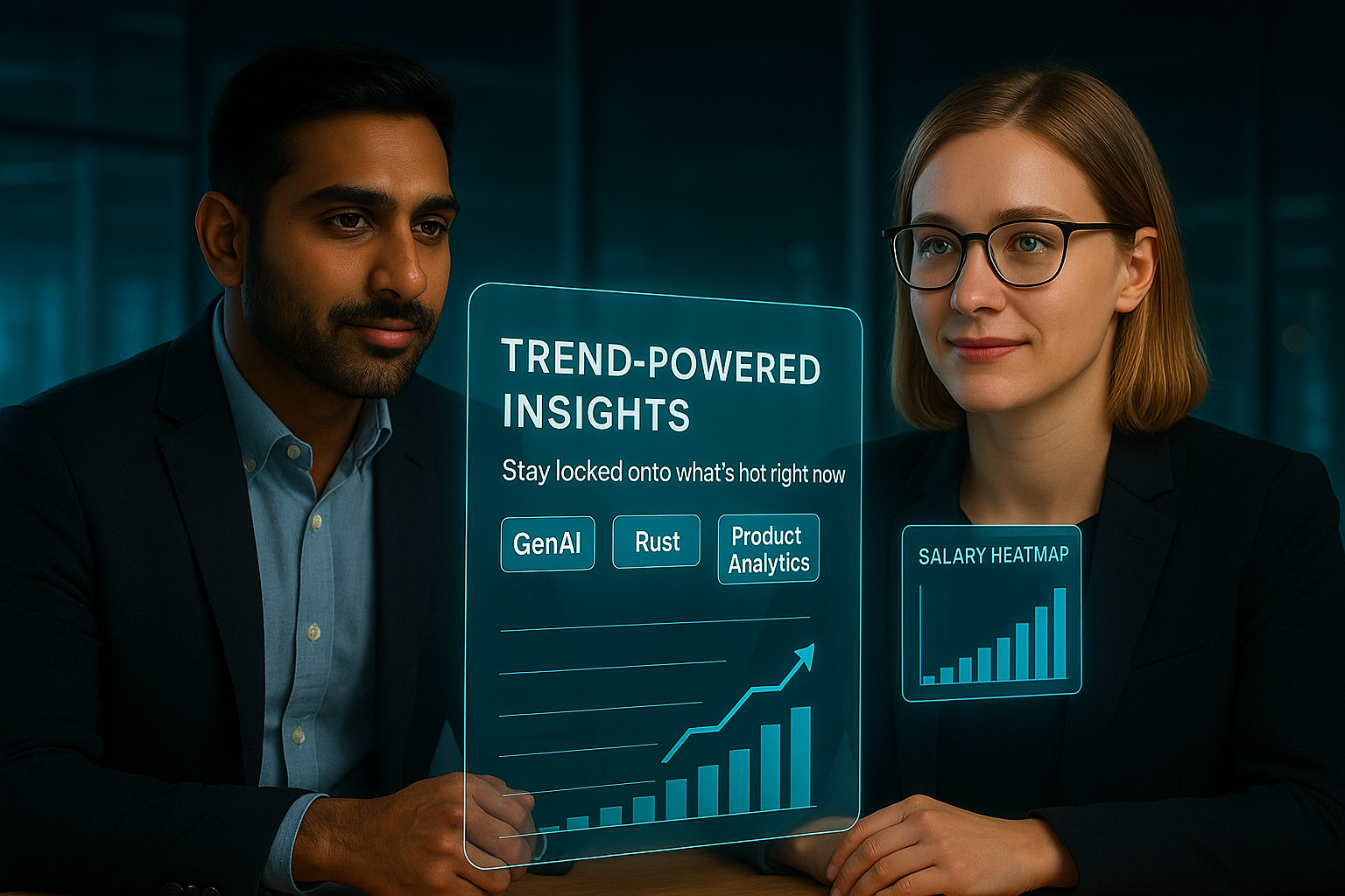 AI-powered trend analysis showing live hiring analytics and market insights